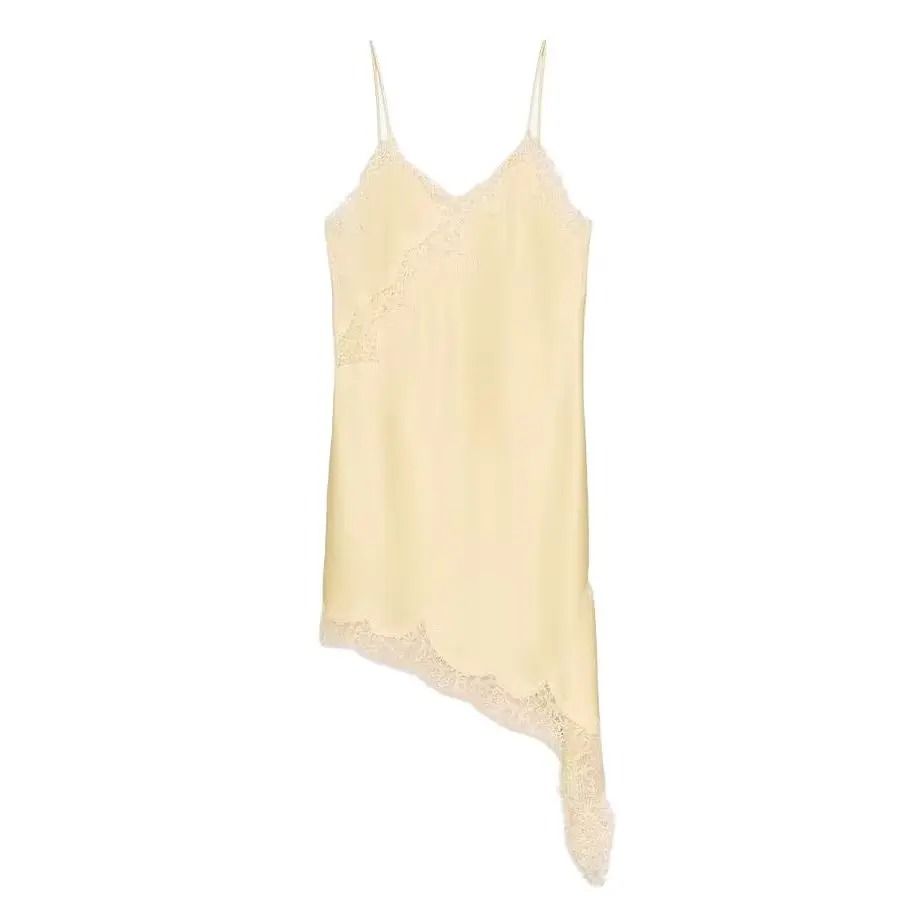 Womens Sexy Irregular Lace Dress | Premium V-Neck Suspender Hem Long Dress
