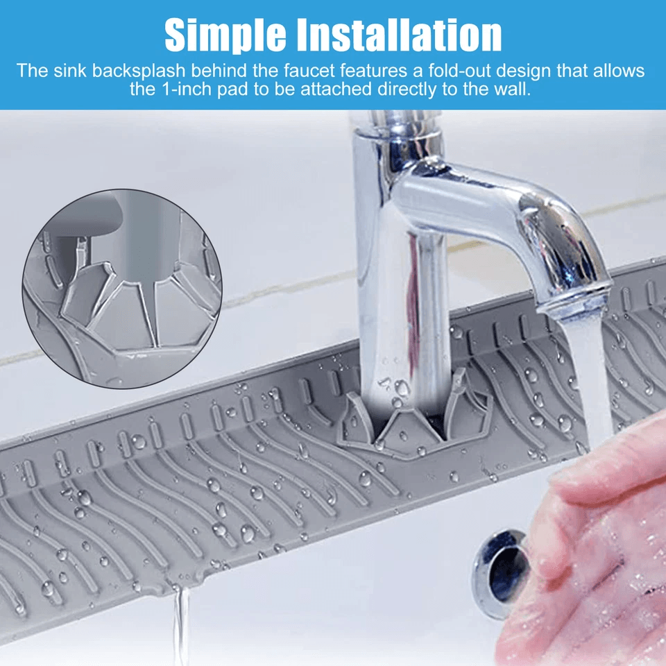 Kitchen Faucet Sink Splash Guard, Silicone Water Catcher Tray & Drip Mat