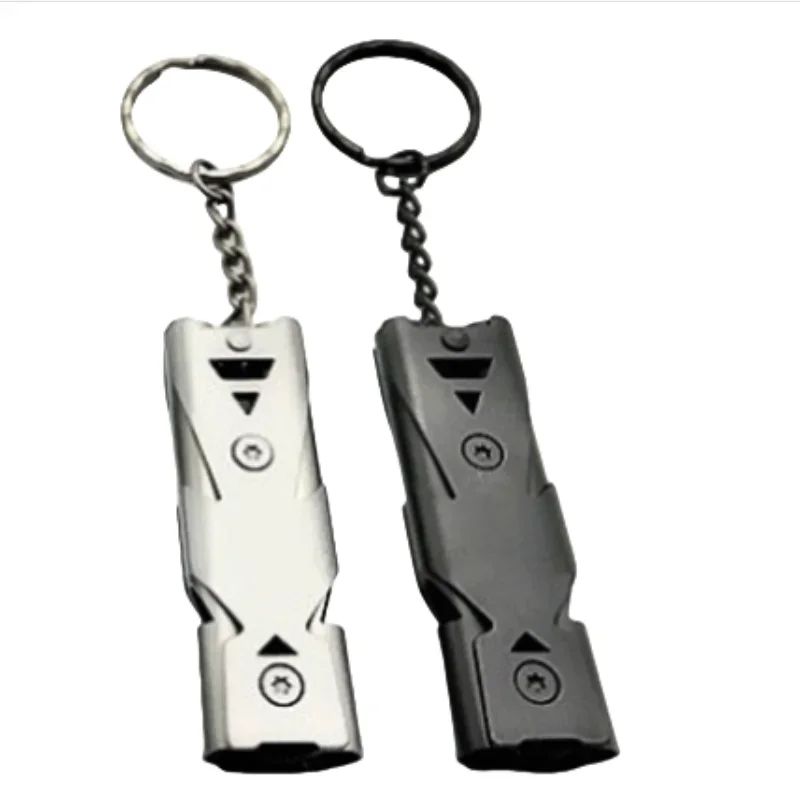 Double Pipe Emergency Whistle Keychain - High-Decibel Stainless Steel Survival Whistle for Camping & SOS Signaling