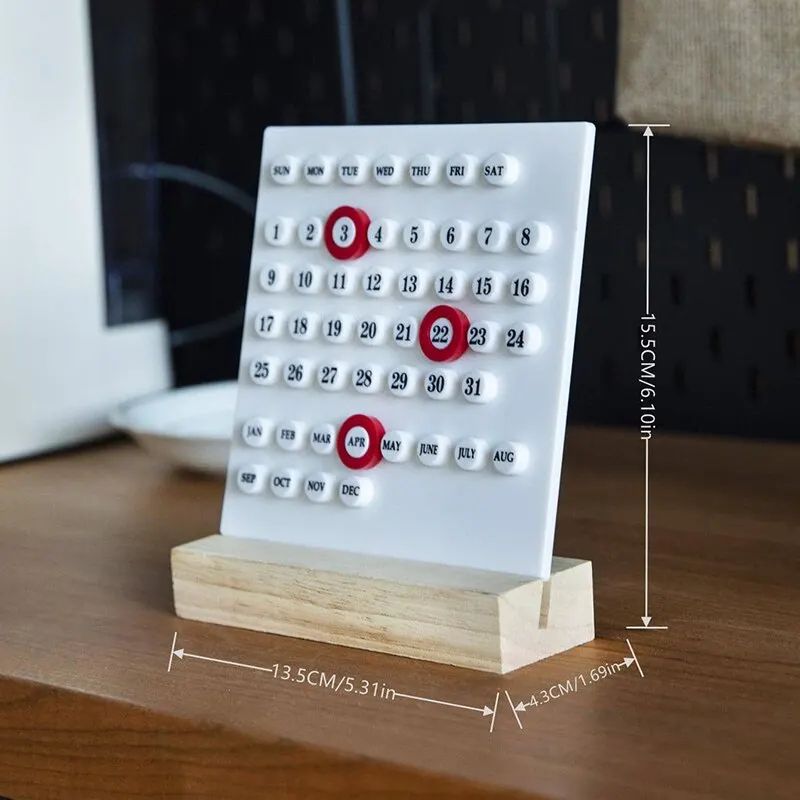 DIY Perpetual Desk Calendar Acrylic Blocks Wooden Base