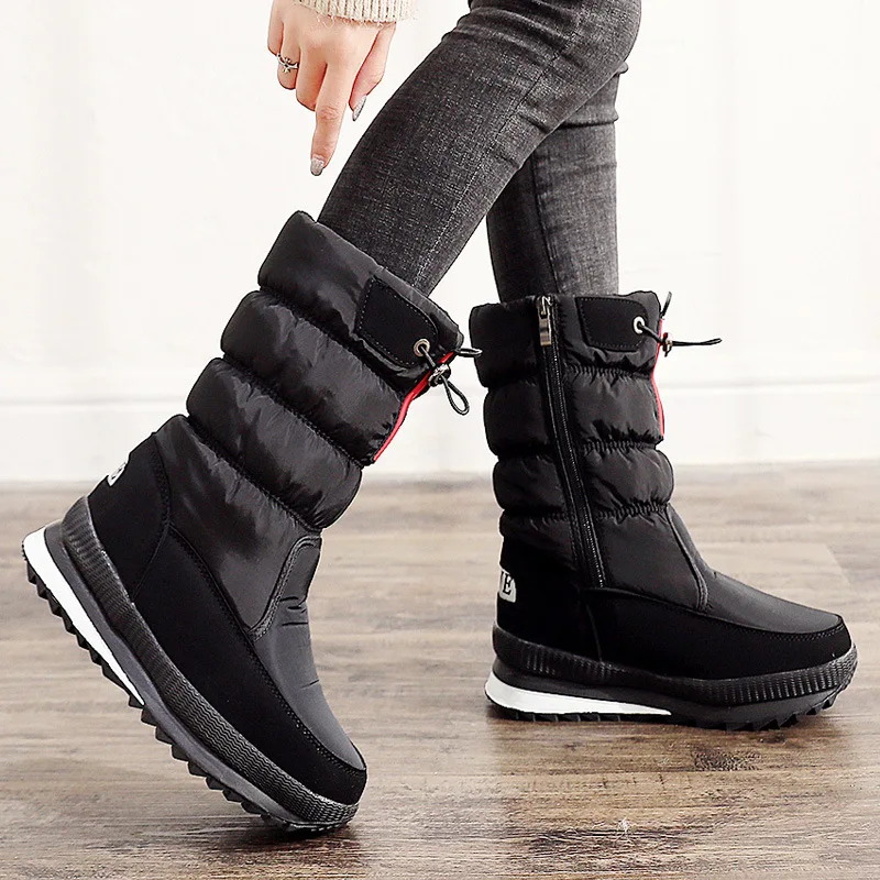 Womens Faux Fur Ankle Boots Chunky Platform Winter Boots, Silver Thick Plush Waterproof Snow Shoes Woman Warm Fashion