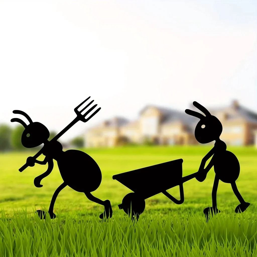 Metal Garden Ant Lawn Stakes Decorative Outdoor Ant Garden Decor