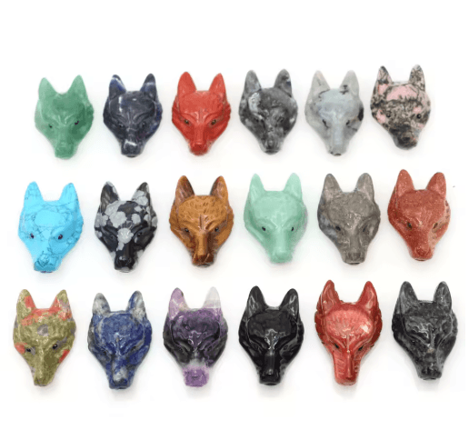 SpiritWolf Crystal Wolf Head Pendant – Hand-Carved Gemstone Necklace Charm