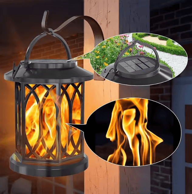 Dancing Flame Solar Lantern Outdoor Solar Flame Lamp Clip Lantern Landscape Pendant Lamp High Power Street Lamp