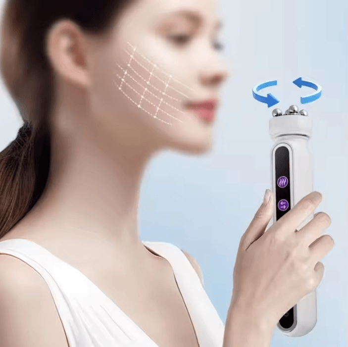 3-in-1 RF Heating EMS Facial Massager Roller – 360 Degree Skin Lifting and Rejuvenation Beauty Device