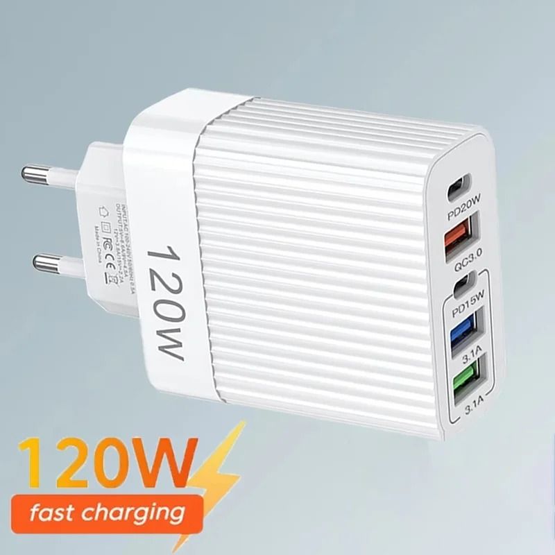 Professional High Power 120W 5 Port USB Fast Charger and Intelligent PD Type C Desktop Charging Station