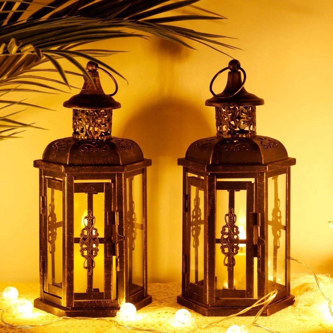 Vintage Nordic Iron Lantern Candle Holder for Aesthetic Home Decor
