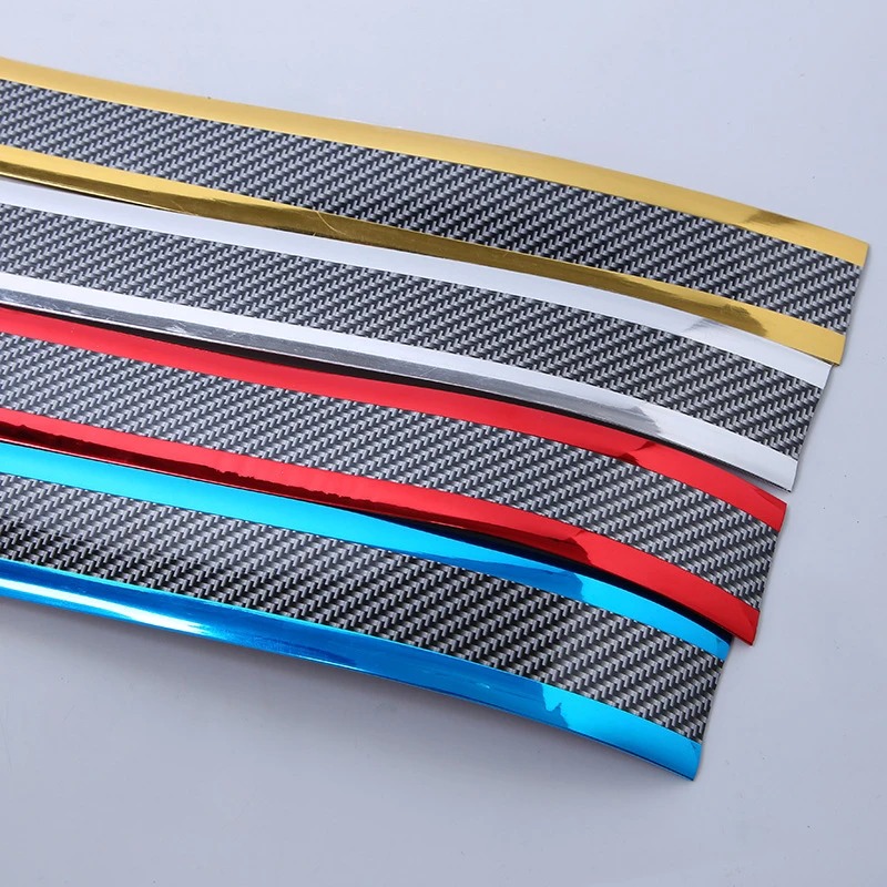 Car Threshold Protector Strip Anti Scratch Rubber Bumper Sticker with Carbon Fiber Texture