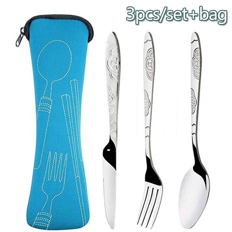 Portable Picnic Cutlery Set with Washable Tableware and Zipper Travel Case
