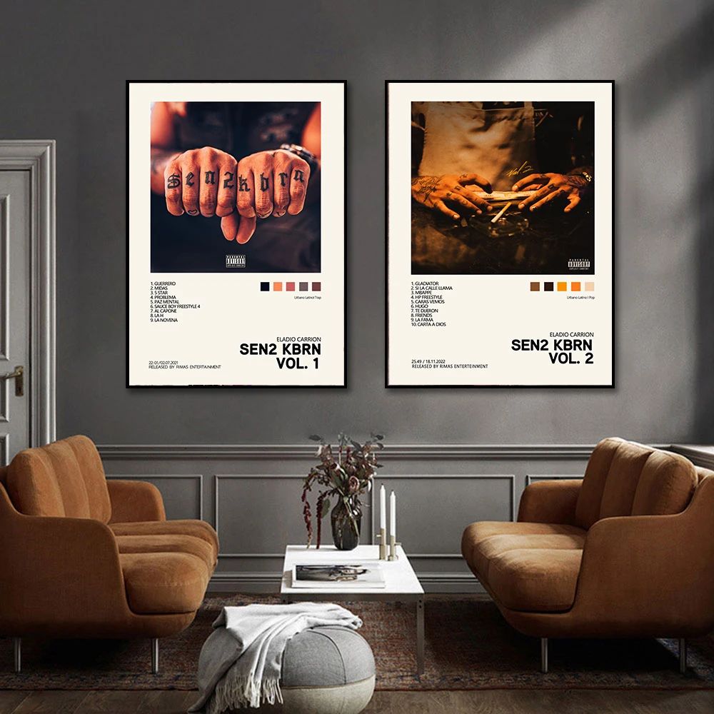 Latin Urban Music Canvas Wall Art – Quevedo, Mora, Feid & Rauw Alejandro Poster Print Decor