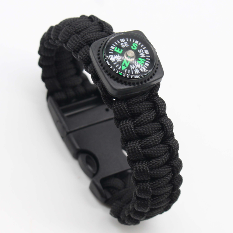 Outdoor Survival Bracelet with Compass, Whistle and Paracord Gear for Camping Hiking Emergency Kit
