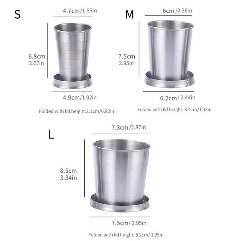 Portable Stainless Steel Folding Cup for Outdoor Use