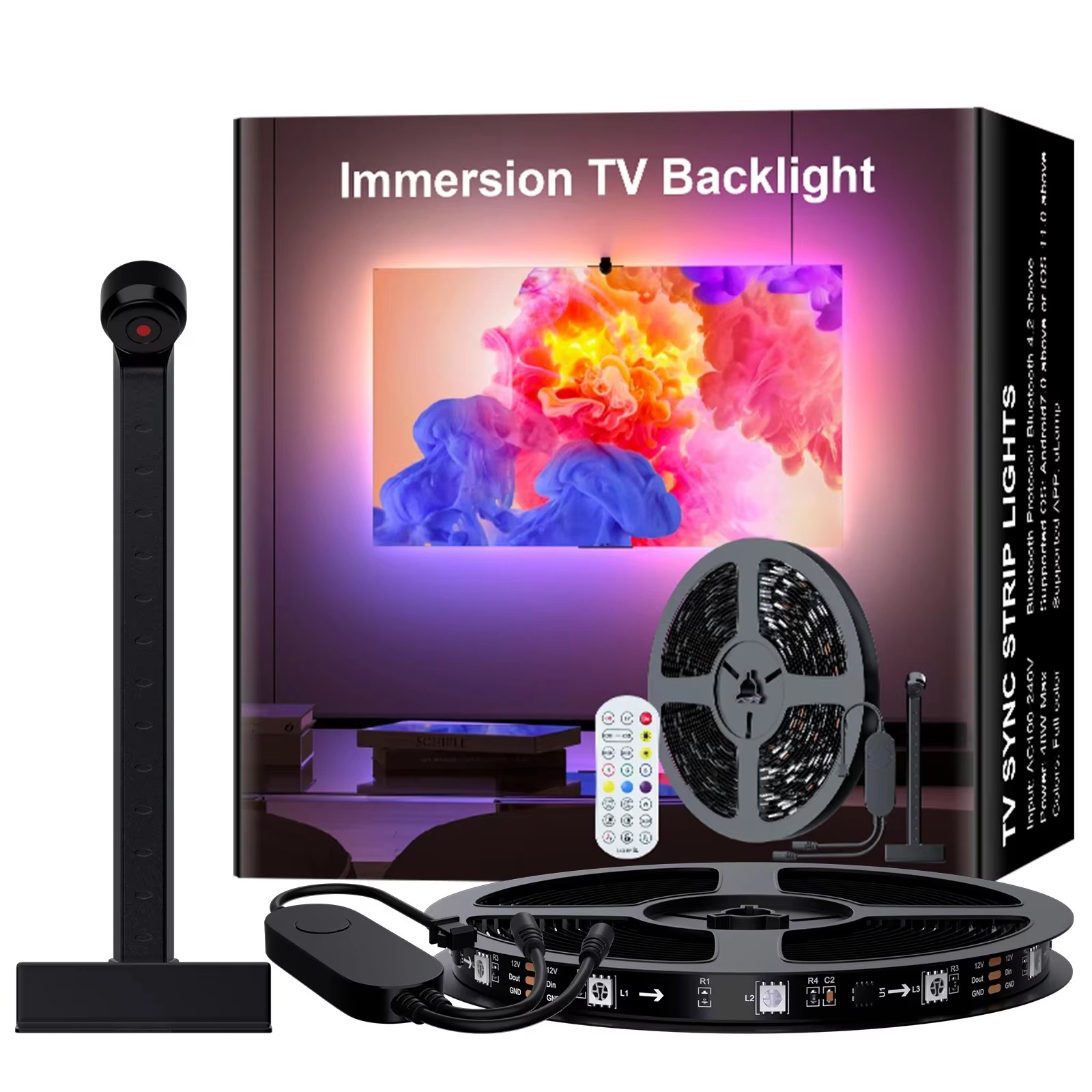 Smart LED TV Backlight with Camera Sync RGBIC USB Backlight for Gaming, Movies App-Controlled Ambilight