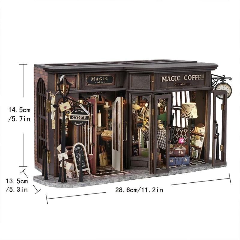 DIY Wooden Mini Dollhouse with Furniture and LED Lights