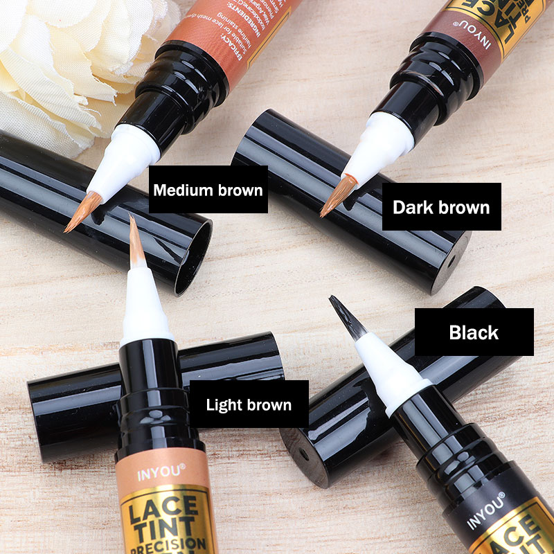 Lace Tint Pen with Applicator, Precision Wig Parting Pen for Custom Color Matching