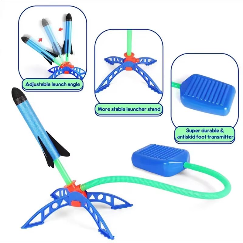 Kids Air Rocket Foot Pump Launcher Outdoor Stomp Rocket Play Set