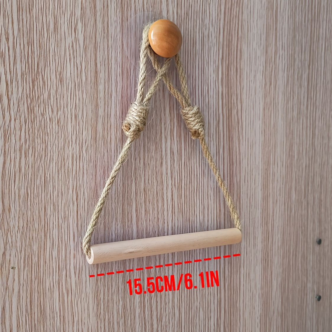Decorative Bathroom Tissue Dispenser Wall-Mounted Rustic Hemp Rope Wooden Stick Toilet Paper Holder Storage