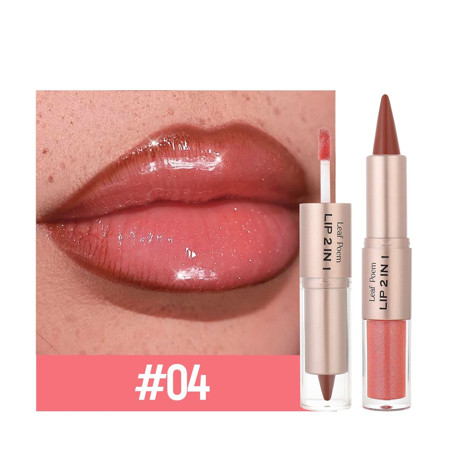 2-in-1 Plumping Lip Contour & Glaze | Double-Head Crystal Lip Gloss Set