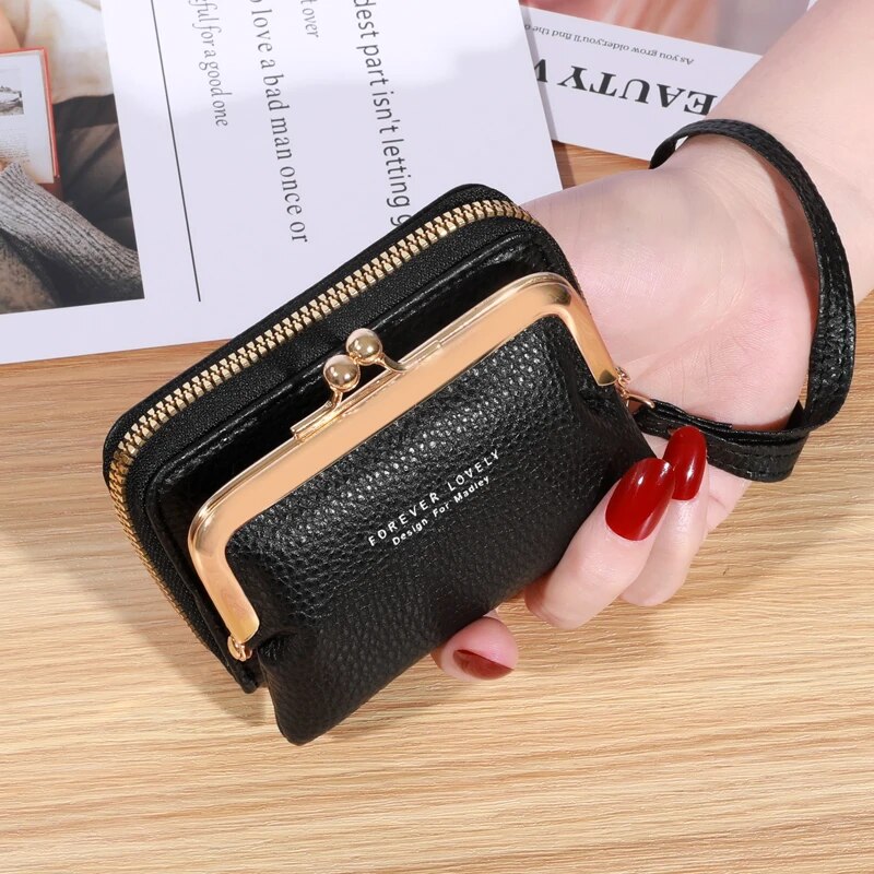 Large Capacity Women's Wallet with Wrist Strap & Multiple Card Slots