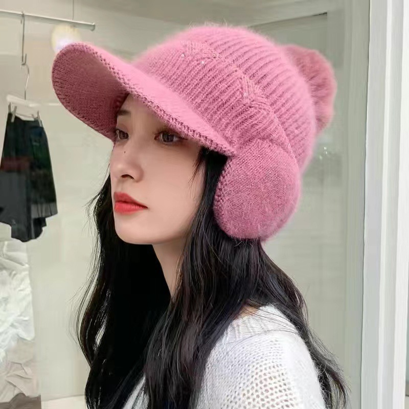 Windproof Autumn and Winter Knitted Neck Hoodie with Thick Velvet, Knitted Ear Protection for Cycling Wool Hat