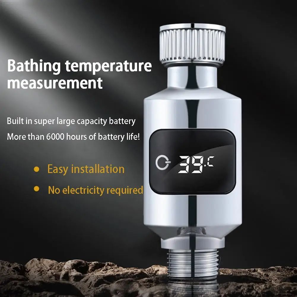 Hydro-Powered Digital Shower Thermometer with LED Temperature Display