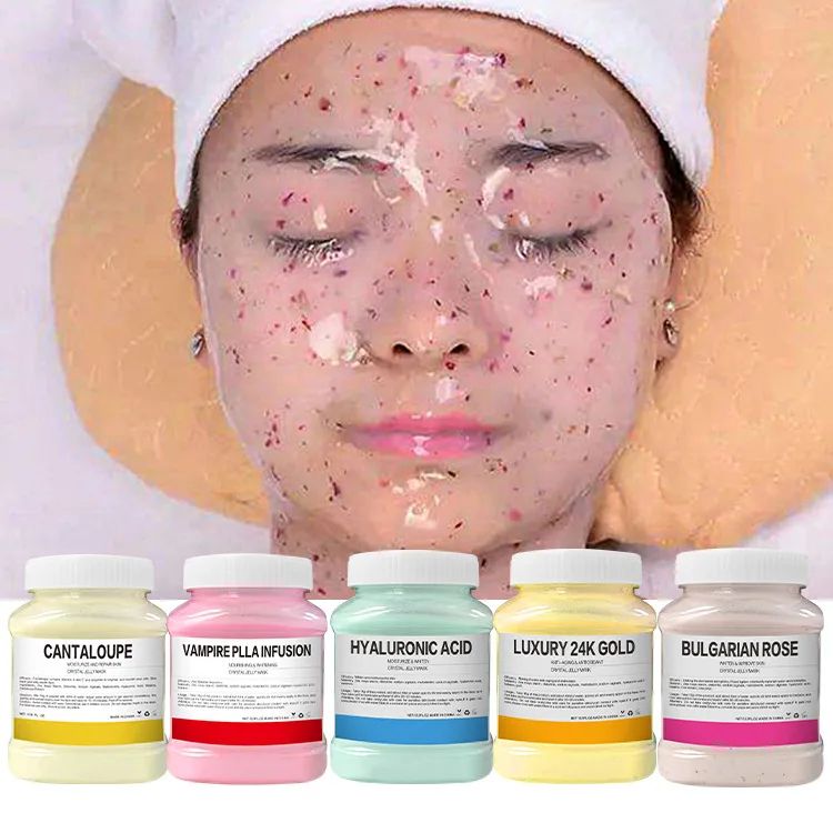 GlowAura 24K Gold Jelly Mask Powder – Rose Petal Hydrating Crystal Soft Mask