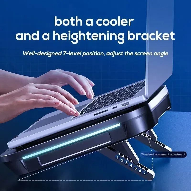MEMO FL08 Gaming Laptop Cooling Pad Adjustable Laptop Cooler Stand Powerful Fan Cooling Base