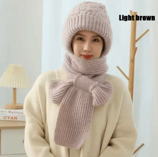 CozyWrap Winter Beanie Scarf Set – Womens Knitted Hat and Scarf Windproof Plush Beanie