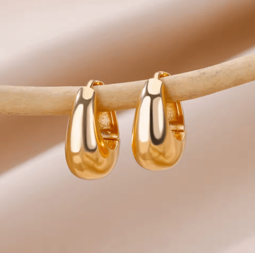 LuxeDrop Chunky Gold Hoop Earrings – Stainless Steel Water Drop Statement Jewelry