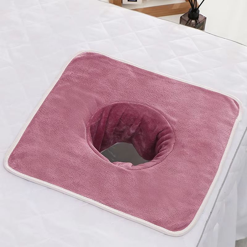 Thickened Beauty SPA Massage Table Face Towel with Hole, 13.8x13.8 in (35x35 cm)