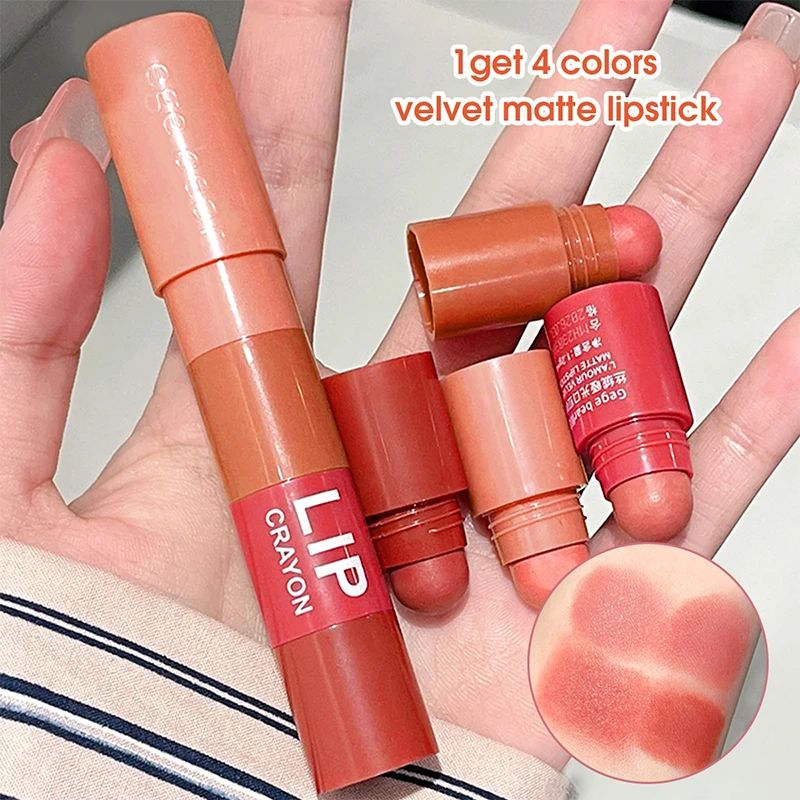 4 Color Matte Velvet Lipstick Waterproof Long Lasting Lipstick Non Stick Cup Soft Mist Lip Color