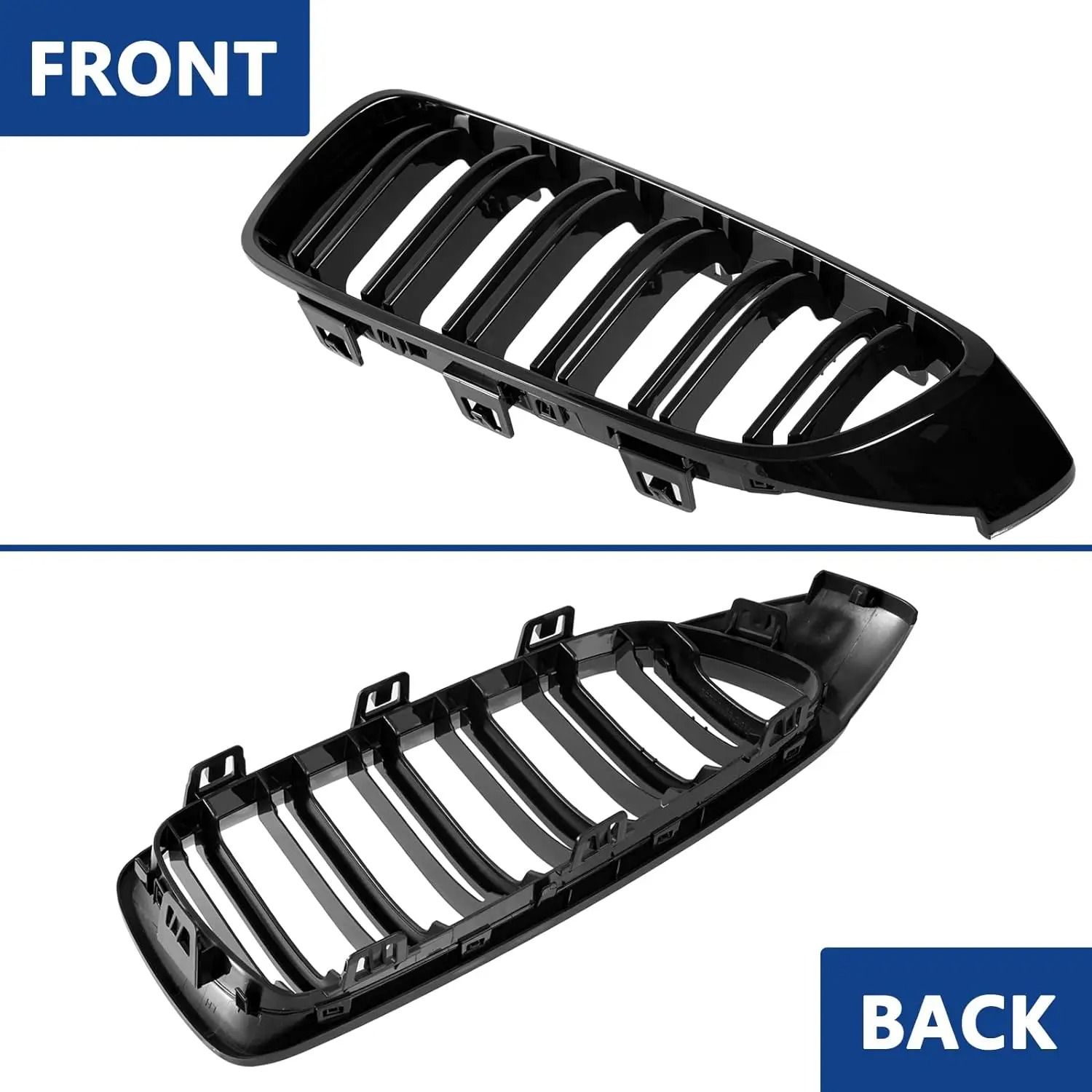 BMW 4 Series F32 F33 F36 Gloss Black Double Slat Front Kidney Grille Replacement