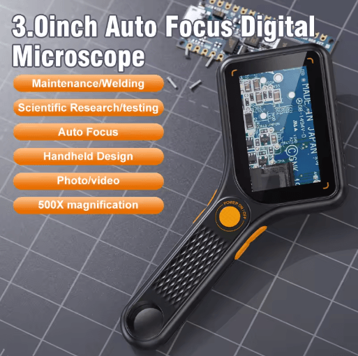 Handheld Digital Microscope 500X 3.0 IPS Color Screen Autofocus Video Microscope
