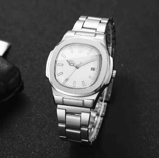 Luxury Square Dial Mens Quartz Watch Stainless Steel Business Style