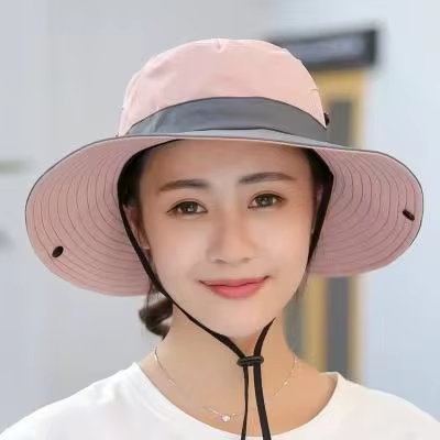 Womens Wide Brim Sun Hat with Ponytail Hole Breathable Waterproof Summer Beach Hat
