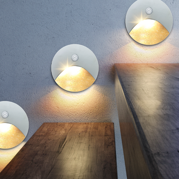 Lighting LED Sensor Embedded Wall Lamps, Waterproof Outside Night Light for Steps