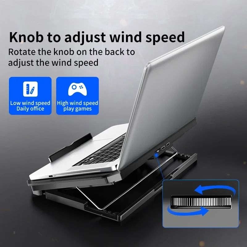 Q100 Gaming Laptop Cooling Pad LED Screen Laptop Cooler Stand 2600RPM Cooling Fan