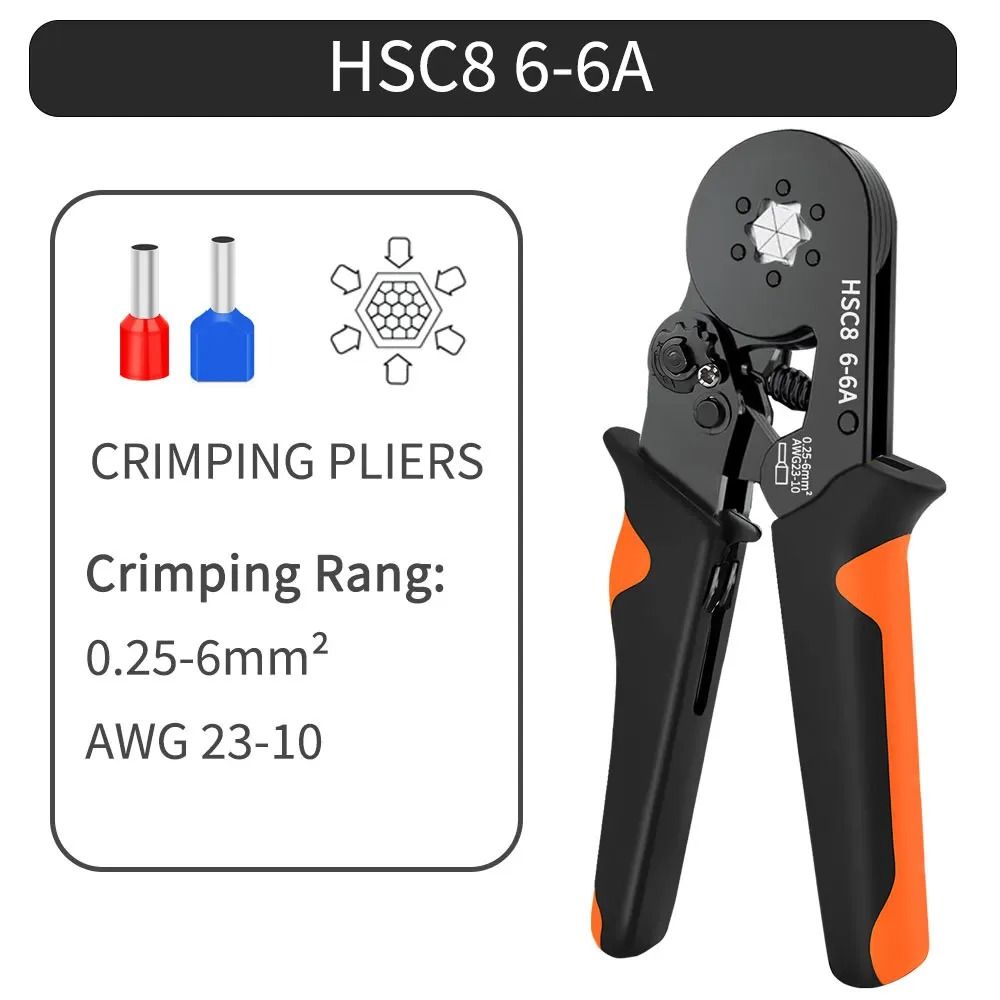 Hexagonal Ratchet Ferrule Crimping Tool Kit with Wire Terminals and Ferrule Sleeves
