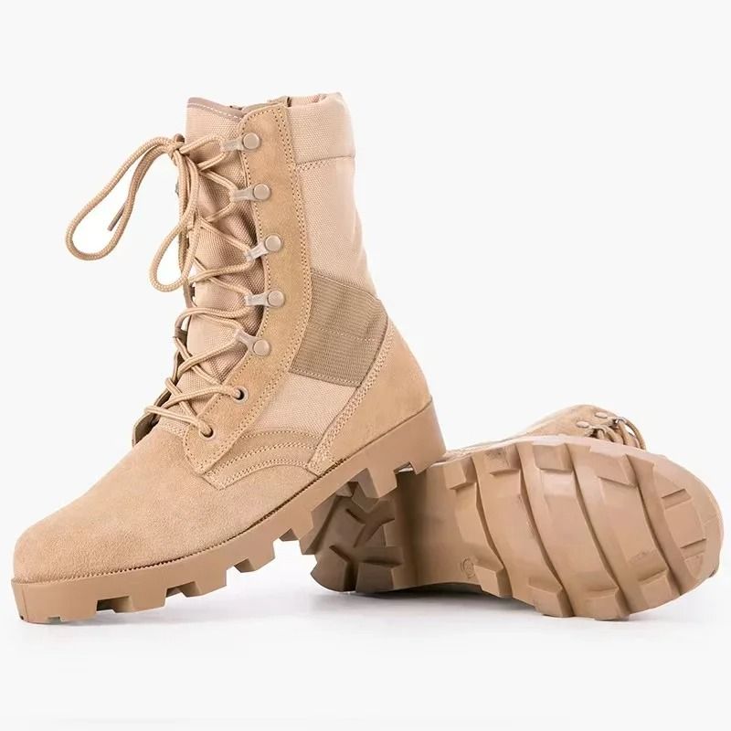 Mens Lace Up Waterproof Canvas Tactical Combat Desert Ankle Boots
