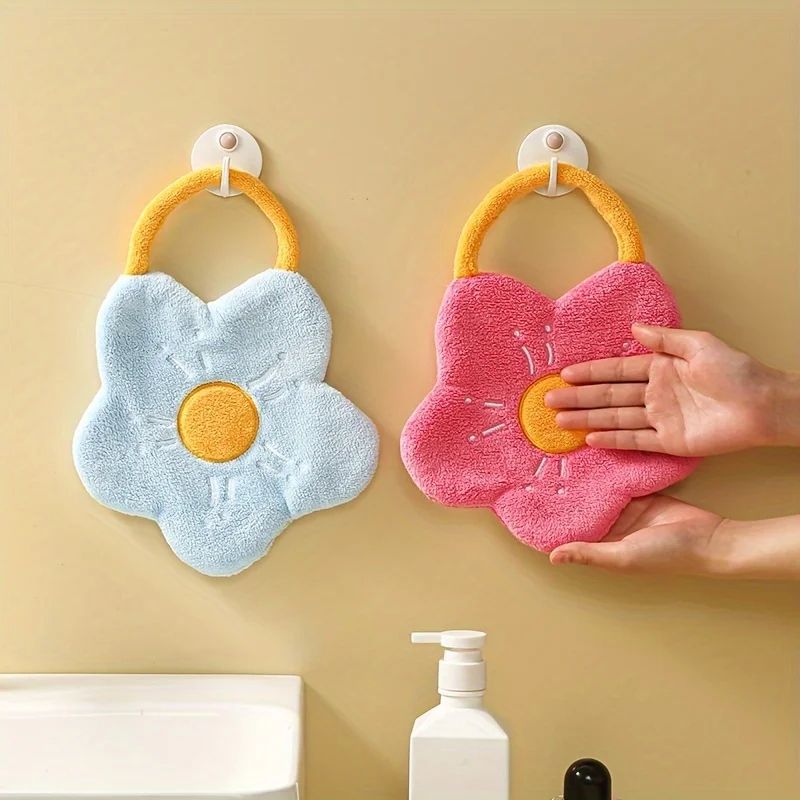 Flower Hanging Hand Towel – Soft Quick-Dry Kitchen Hand Towel with Absorbent Design