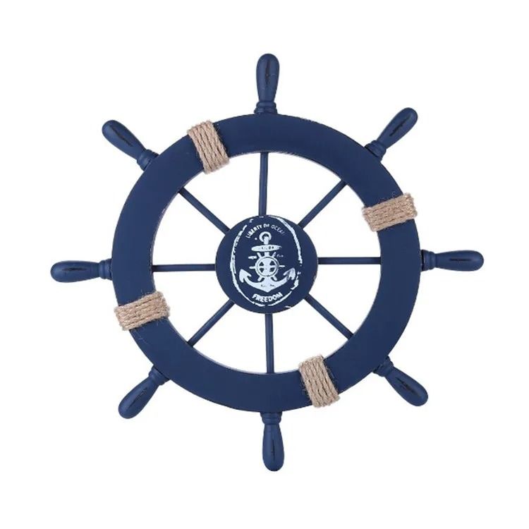 Retro Mediterranean Wooden Ship Helm Timeless Nautical Wall Art