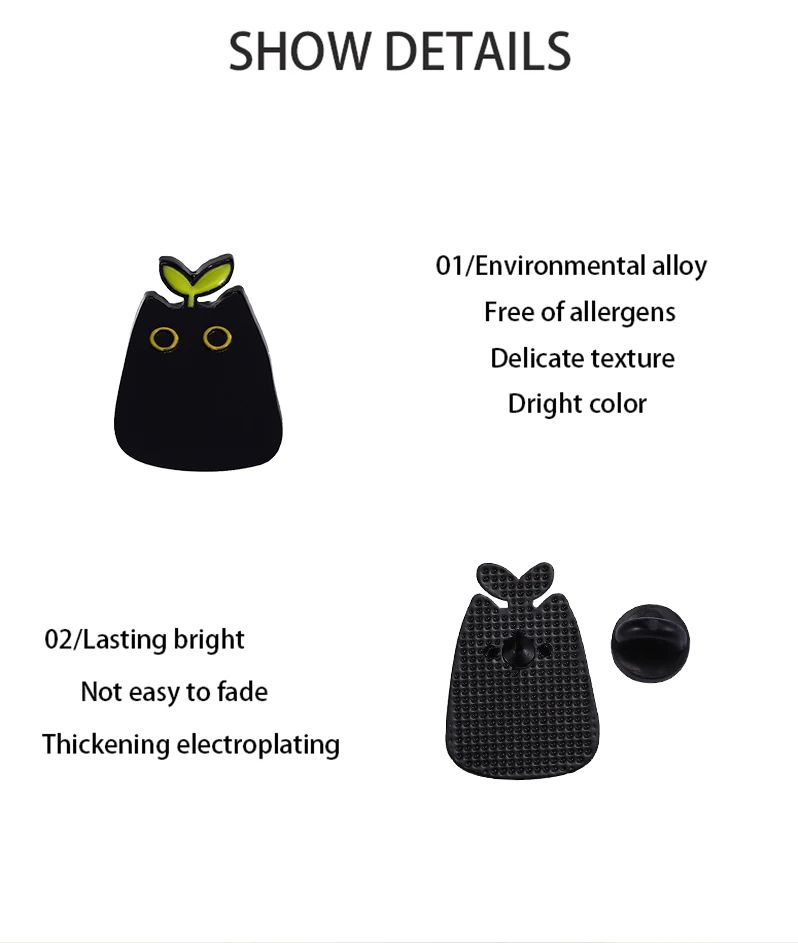 Cartoon Cute Black Cat Shape Enamel Brooch, Metal Animal Badge Pin Jewelry for Kids, Punk Style Fashion Small Gift
