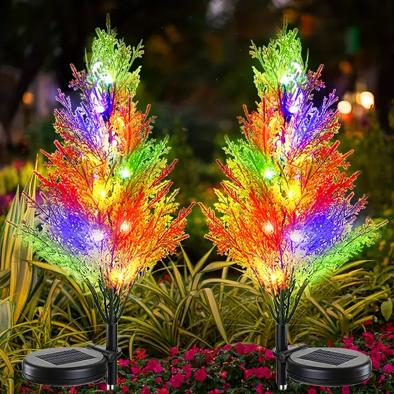Outdoor Multicolor Solar Pine Tree Light, Christmas Lawn Decoration, Garden Pathway Landscape Lamp for Holiday Yard
