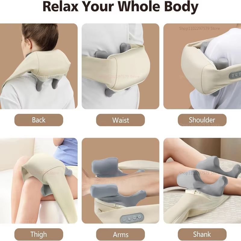 RelaxWave Wireless Neck & Shoulder Massager Shawl – Trapezius & Back Kneading Therapy