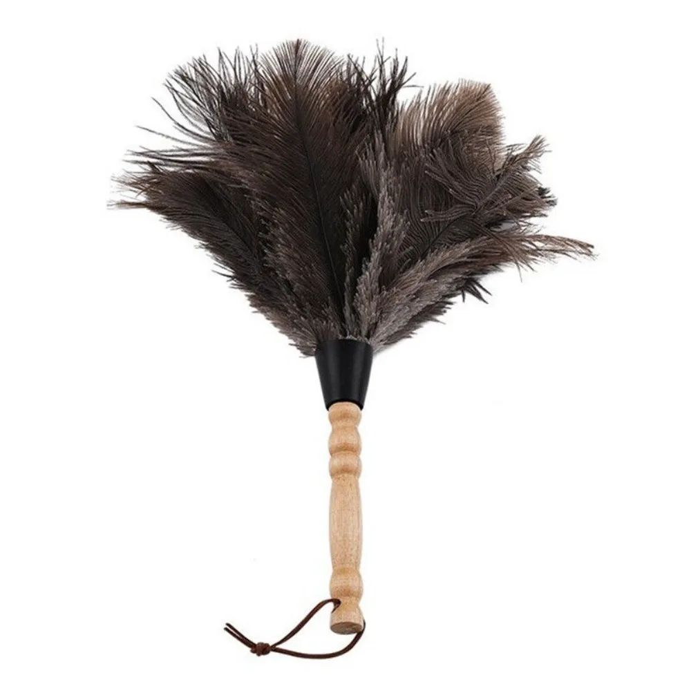 Ostrich Feather Duster Wooden Handle Household Cleaner