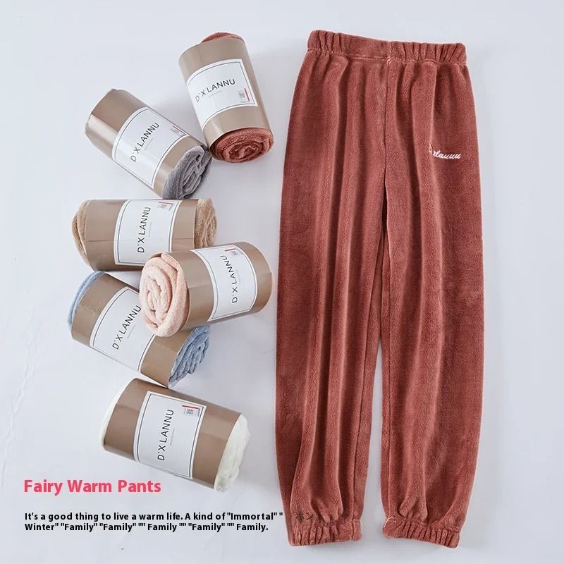 Womens Thickened Coral Fleece Pajama Pants | Winter Warm Fairy Homewear & Student Thermal Sleepwear System