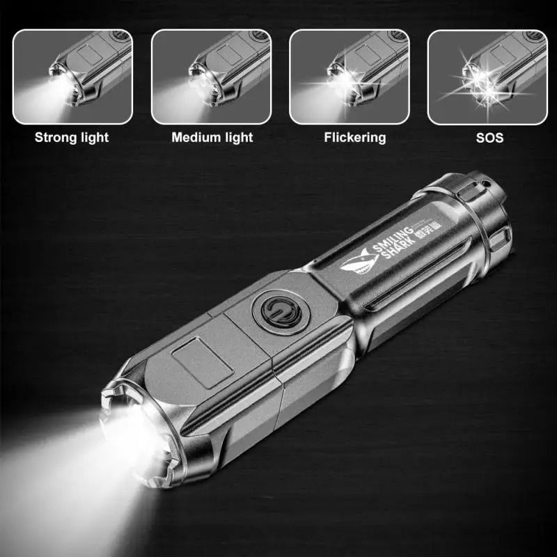 Rechargeable LED Flashlight with Zoom and Waterproof Design