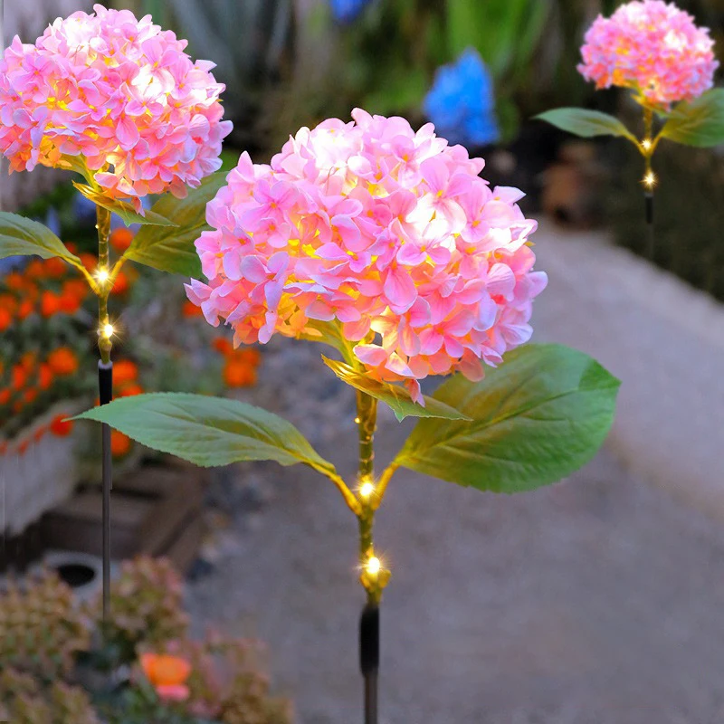 Waterproof Solar Garden Lights Outdoor, LED Hydrangea Flower Light, Courtyard Villa Lawn Landscape Lighting Lamp