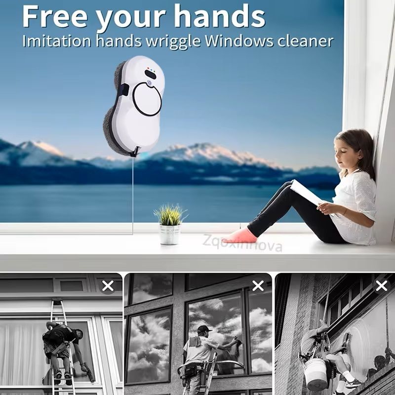 Robot Window Washer Smart Glass Cleaning Vacuum with UPS Power