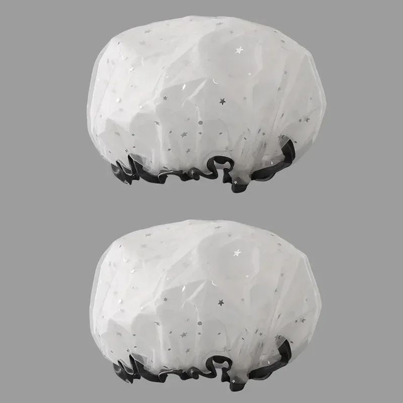 Waterproof Double Layer Shower Cap Set